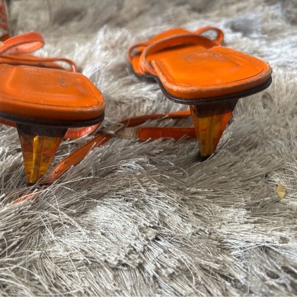 Versace 90s Vintage glass Heel open toe strappy sandals Designer crocodile y2k - Picture 8 of 10